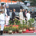 The Prime Minister, Dr. Manmohan Singh at the Saluting Dias at the Guard of Honour ceremony, at Red Fort, on the occasion of the 66th Independence Day, in Delhi on August 15, 2012.