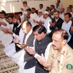 Prime Minister Raja Pervez Ashraf praying for the speedy recovery of Malala Yousafzai after Jumma Prayers at PM's House Masjad in Islamabad on October 12, 2012