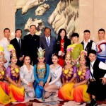 President Mamnoon Hussain in a group photo with the performing artists on the occasion of Chinese National Day Reception for celebrating the 66th Anniversary of the Founding of the People's Republic of China in Chinese Embassy, Islamabad on September 28, 2015.